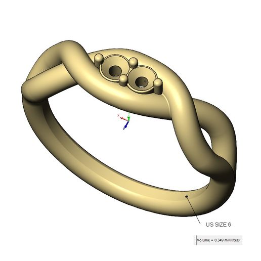 volume1.jpg Anel de ligação com nó sobreposto e torcido de diamante tamanhos 6 a 10 Modelo de impressão 3D