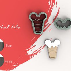1.jpg Fichier STL Mouse Ice Cream 1 Polymer Clay Cutter | Digital STL File | 4 Sizes | 2 Versions de Cutter・Modèle imprimable en 3D à télécharger