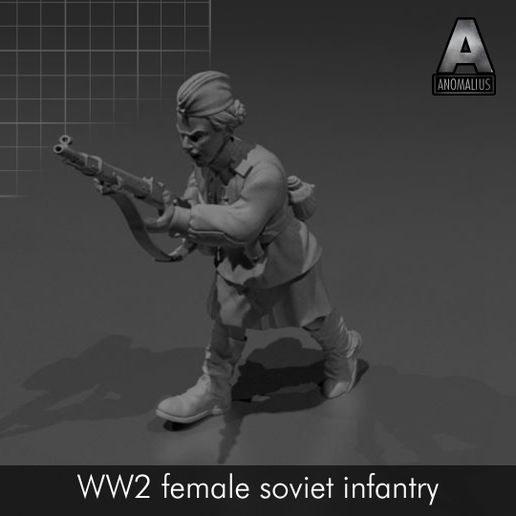 WWII female soviet infantry 3D model