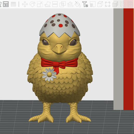 Cute Easter Chick with Cracked Egg Hat - Multi Color Spring Decor Figure