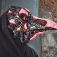 Photo1.jpg Cyberpunk Plague doctor raven mask v2. File for printing.