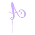 Topper A Cursiva 12cm.stl Initial Cake Topper Letter A