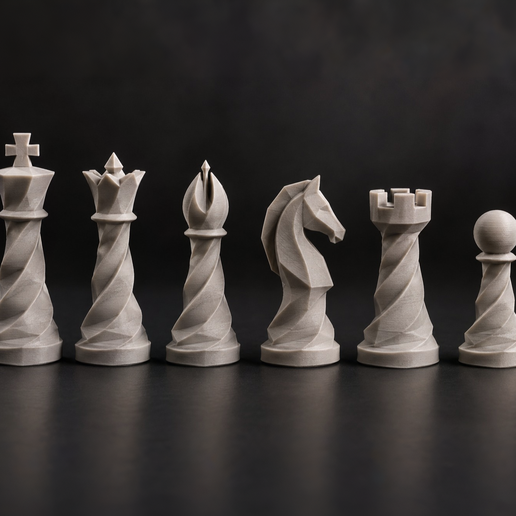 Modern Twisted Chess Set