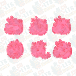 Unicorn-cookie-cutter-set-of-6.png 3D file Unicorn cookie cutter set of 6 *・3D printing template to download, roxengames