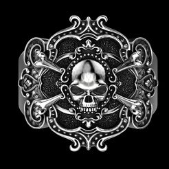 Pirate-skull-ring-9.jpg Fichier STL Bague tête de mort pirate・Objet imprimable en 3D à télécharger
