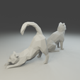 5.png Low polygon Scottish fold cat 3D print model  in two poses