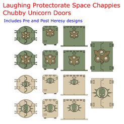 Laughing Protectorate Space Chappies Chubby Unicorn Doors Includes Pre and Post Heresy designs pSeecaqg Oo 3 STL file Laughing Protectorate Space Chappies Chubby Unicorn Doors - Death Guard Deimos Rhino Doors・3D printer design to download