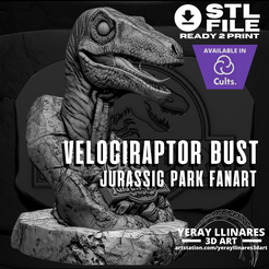 Velociraptor.png Velociraptor Jurassic Park FanArt Sculpture Bust