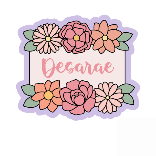 Floral Name Plaque Cookie Cutter STL – Custom Flower Frame Cookie 3D Print File – 2 Inch