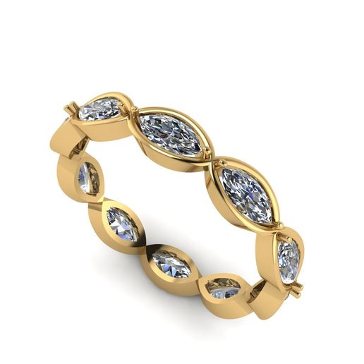 Eternity Ring with Pear Diamonds & Bezel Settings  3D print 232