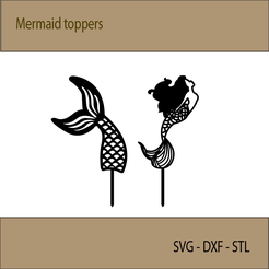 mermaid.png -Datei Meerjungfrau-Tortenaufsatz・3D-druckbare Vorlage zum herunterladen, 3dcookiecutter