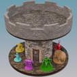 MiniTower-TopWithStone.png MiniTower - Filament Spool Recycling Miniatures Display (Modular, Stackable, Interlockable) - Turn Empty Filament Spools Into D&D Displays!