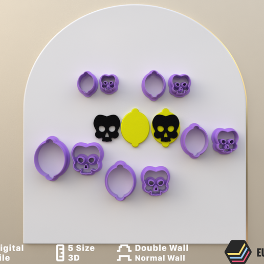 POLYMER CLAY CUTTERS skull killer lemon * 5 size 2 version cut/EULITEC.COM/CC/COPYRIGHTED LICENSE 3D model