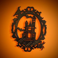 PXL_20211031_151833056.MP.jpg Free STL file Haunted House Halloween wreath・3D printer model to download