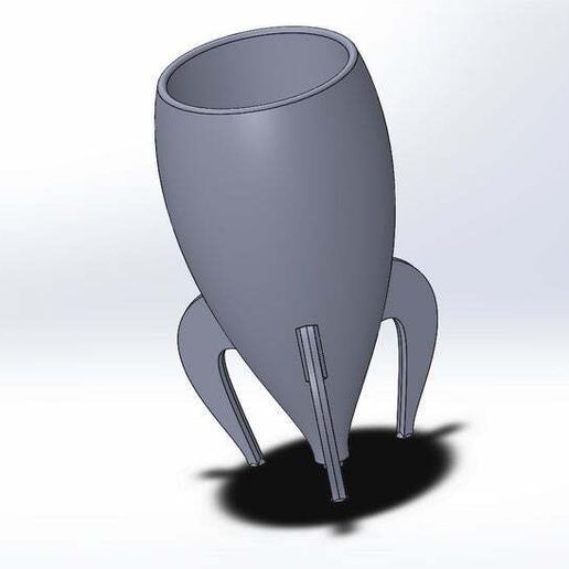 Retro Rocket Vase or pot - 3D model önizlemesi