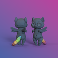 CatWithRainbowTail.png BJD cat with wings and magnetic head accessories