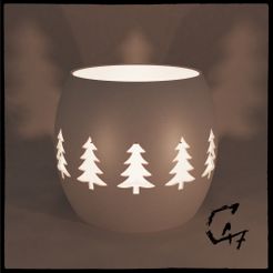Candle cover rounded tree one-line_.jpg Free STL file Tealight cover with tree holes・3D printing template to download