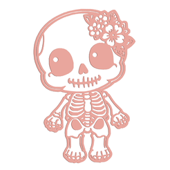 model.png Kawaii esqueleto decoración para el hogar arte de la pared