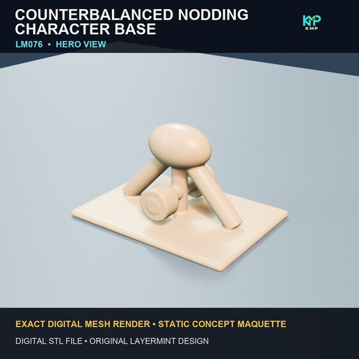 STATIC DECORATIVE STL — Counterbalanced nodding character base