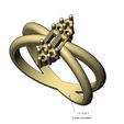 volume3.jpg Fichier STL Bague à queue croisée avec baguette et grappes de diamants tailles US 6 7 8 Modèle d'impression 3D・Objet pour impression 3D à télécharger