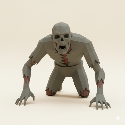 🧟 low poly Crawling Torso Zombie (half body) - Halloween, spooky, scary ...