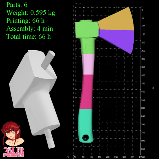 G.Yuno-Axe-parts.png Gasai Yuno’s Axe – 3D Printable Model