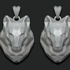 212354587877887.jpg wolf anhänger low poly 3D-Druck Modell