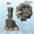 4.jpg Stone castle with damaged keep and double flags (16) - Medieval Gothic Feudal Old Archaic Saga 28mm 15mm