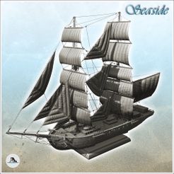 1-PREM.jpg STL file Brig sailing ship with two main masts (2) - Pirate Jungle Island Beach Piracy Caribbean Medieval・Model to download and 3D print