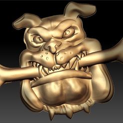 52.jpg Free STL file bulldog with bone art cnc・Object to download and to 3D print, 3Dprintablefile