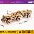 JP-W-REMOLQUE1.jpg Carro de guerra 4x4 con remolque planos corte láser madera mdf aglomerado de 3mm truck  modelo 3d para armar Laser Cut 3D Puzzle DIY png svg