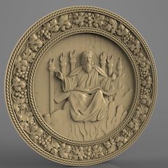 ikona_0268.jpg Free STL file Religious frame cnc art router god in his throne・3D printer model to download