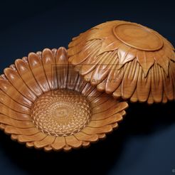 Sunflower-Bowl-©.jpg Fichier 3D Bol en forme de tournesol - Fichiers CNC pour le bois (STL)・Design pour impression 3D à télécharger