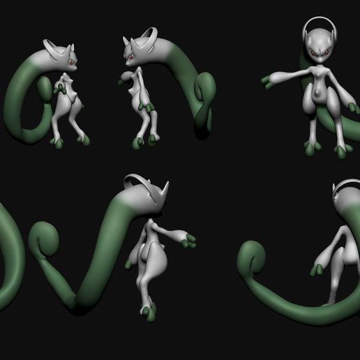 Mewtwo-Y.jpg Download OBJ file Pokemon - Mega Mewtwo Y(with cuts and as a whole) • 3D printer template, ErickFontoura3D