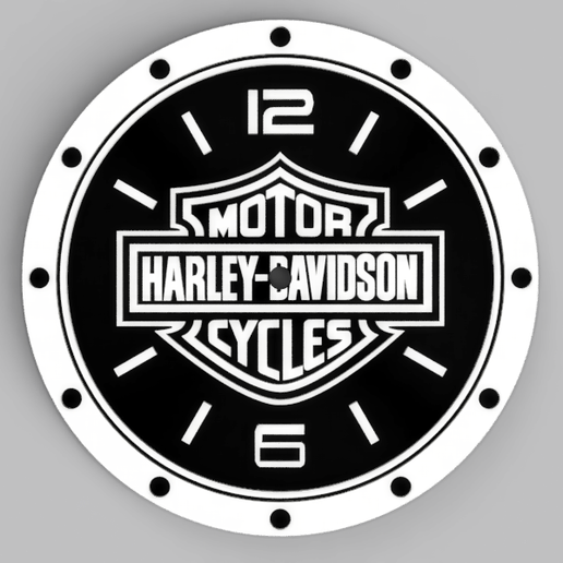 1.PNG STL-Datei Harley Davidson Wall Clock Dual Color・3D-druckbares Modell zum Herunterladen, DaGoN