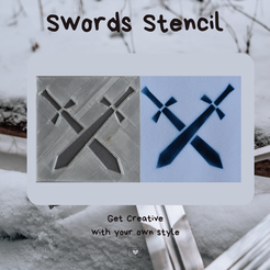 Swords-Stencil.png Fichier STL Pochoir Épées・Modèle pour impression 3D à télécharger
