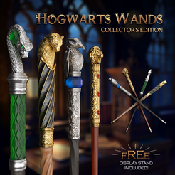 Wand-Showcase-01.png Hogwarts Wands of the four houses - Hogwarts Mascot Wands