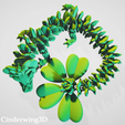Capture8.png STL file Lucky Clover Dragon, St. Patrick's Day Articulating Flexi Wiggle Pet, Print in Place, Fantasy Shamrock Dragon・3D printing design to download