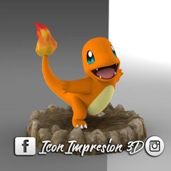 charmander.JPG STL file pokemon charmander with base・3D printer design to download