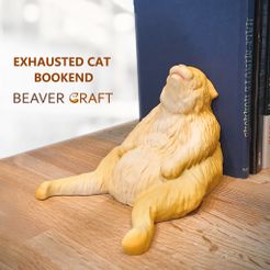 EXHAUSTED CAT BOOKEND