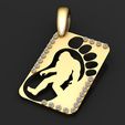 1.jpg Bigfoot Silhouette Fußabdruck Hundemarke - 18K Gold & Diamant Sasquatch Anhänger