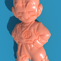 Krilin.png Archivo STL Krillin Niño de Dragon Ball en Bajo Relieve - Adorno Versátil・Diseño para descargar y imprimir en 3D
