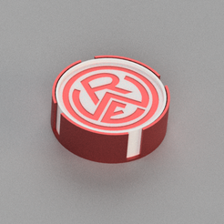coaster_rw_essen-v3.png STL file Coaster / Untersetzer Rot-Weiss Essen・3D printing design to download