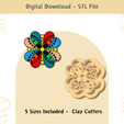 Mandala-Flower-clay-cutters.png Mandala Flower Clay Cutter for Polymer Clay | Digital STL File | Clay Tools | 5 Sizes Embossing Clay Cutters - 02