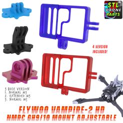 Flywoo-Vampire-2-HD-NamelessRC-Naked-GH10-1.jpg Datei STL FLYWOO VAMPIRE-2 HD 5 Rahmen NamelessRC Naked Gopro Hero 9/10/11 Halterung・Modell für 3D-Druck zum herunterladen