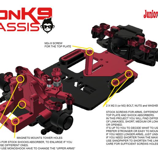 【まとめ買い】 Chassis MonK9 JMG file 3D for K989/K969/284131 WLToys その他
