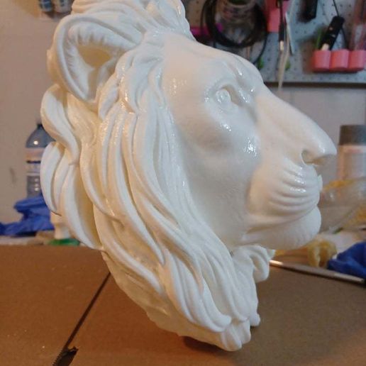 Recumbent Lion Bust with flush back for Walls 3D model