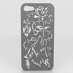 Wolf Iphone Case 5.jpg STL file Howling Wolf Iphone 5 5s・3D print design to download