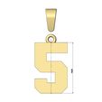 NBA-number-5-pendant-charm-bail-06.jpg NBA Schriftart Nummer 5 Anhänger Charme mit Kaution 3D-Druck Modell