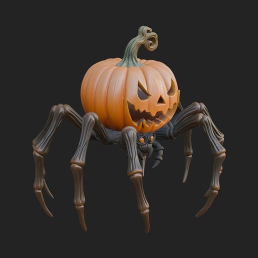 Pumpkin Spider Statue Design 4 - 3D Print Model